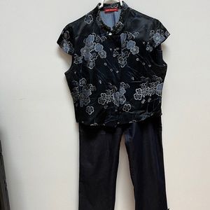 Alain Manoukian, French Designer, Vest/Pants outfit, Mandarin Collar Sz. 14